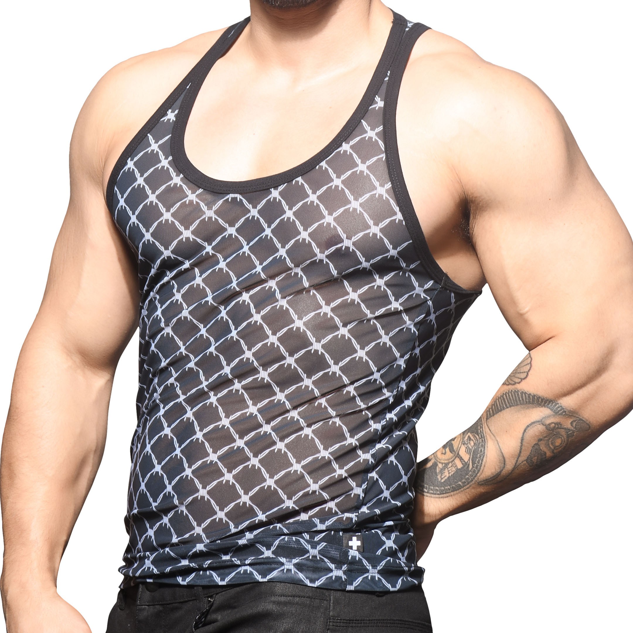 Andrew Christian Barbed Wire Sheer Tank Top | INDERWEAR