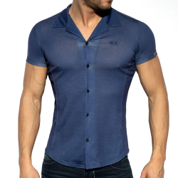 Chemisette Slim Fit Microfibre Bleu Marine ES Collection