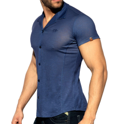 Chemisette Slim Fit Microfibre Bleu Marine ES Collection