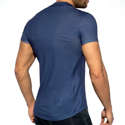 Chemisette Slim Fit Microfibre Bleu Marine ES Collection
