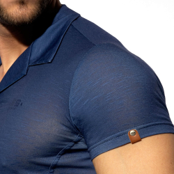 Chemisette Slim Fit Microfibre Bleu Marine ES Collection