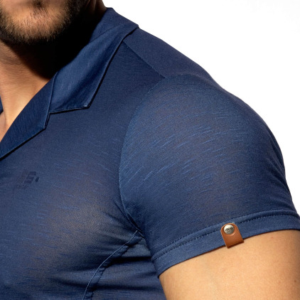 Chemisette Slim Fit Microfibre Bleu Marine ES Collection