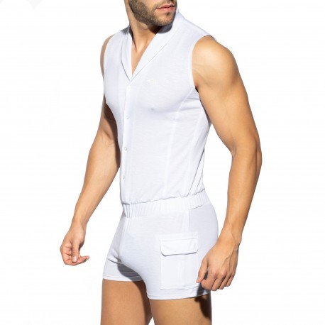 dietz Men white Bodysuit One-Piece onezee lounge wear underwear size L XL