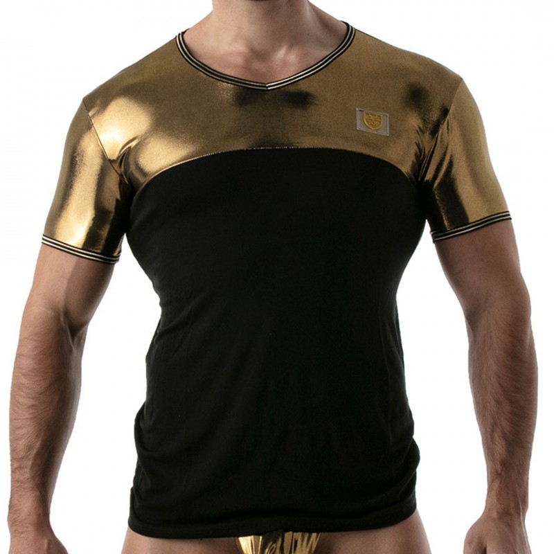 TOF Paris Metallic T-Shirt - Black - Gold | INDERWEAR
