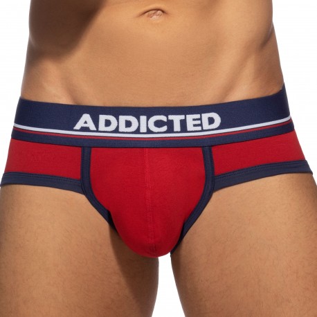 Addicted Basic Colors Cotton Briefs - Red - Navy