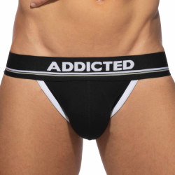 Jock Strap Basic Colors Coton Noir - Blanc Addicted
