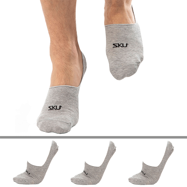 SKU 3-Pack No Show Socks - Grey