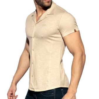 Chemisette Slim Fit Microfibre Beige ES Collection
