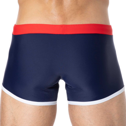 Boxer de Bain Bleu Marine - Rouge - Blanc Garçon Français