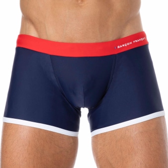 Boxer de Bain Bleu Marine - Rouge - Blanc Garçon Français