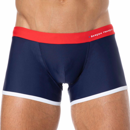 Boxer de Bain Bleu Marine - Rouge - Blanc Garçon Français