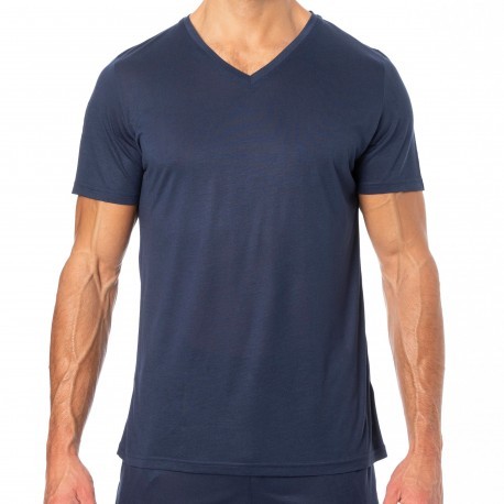 HOM T-Shirt Manches Courtes Cocooning Bleu Marine