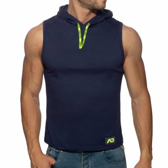 Débardeur à Capuche Bande Logo Bleu Marine Addicted