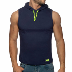 Débardeur à Capuche Bande Logo Bleu Marine Addicted