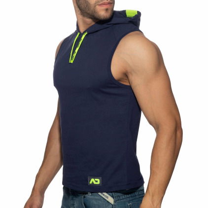 Débardeur à Capuche Bande Logo Bleu Marine Addicted