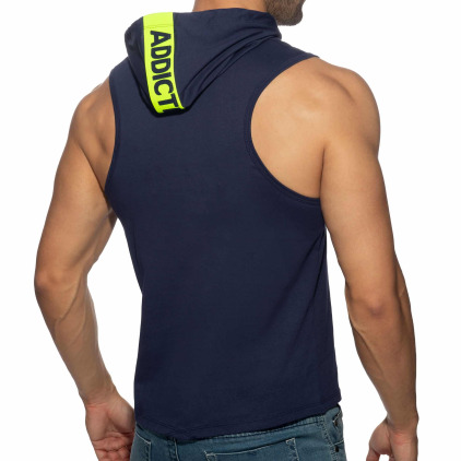 Débardeur à Capuche Bande Logo Bleu Marine Addicted