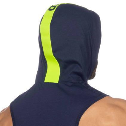 Débardeur à Capuche Bande Logo Bleu Marine Addicted