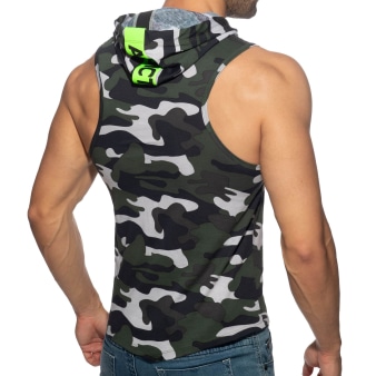 Débardeur à Capuche Bande Logo Camouflage Addicted