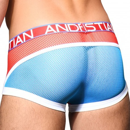 Andrew Christian Boxer Mesh Retro Almost Naked Rouge - Bleu Electrique