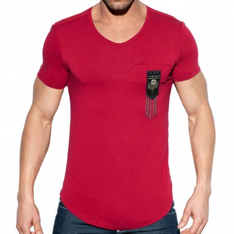 ES Collection T-Shirt Chains Shield Rouge Grenat