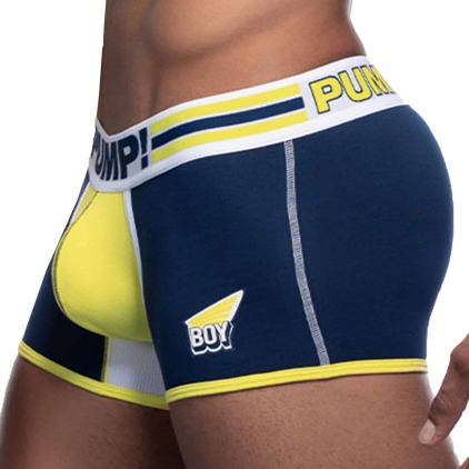 Boxer Court Sportboy Recharge Bleu Marine - Jaune Pump!