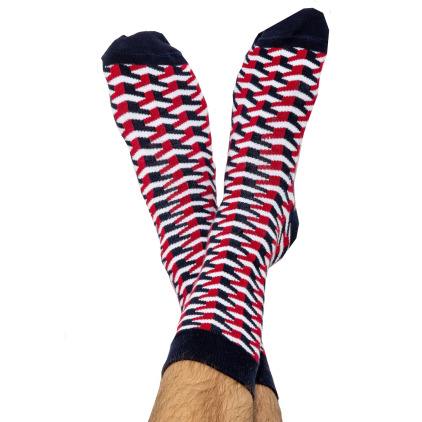 Chaussettes Basses Geométriques Bleu Marine Garçon Français