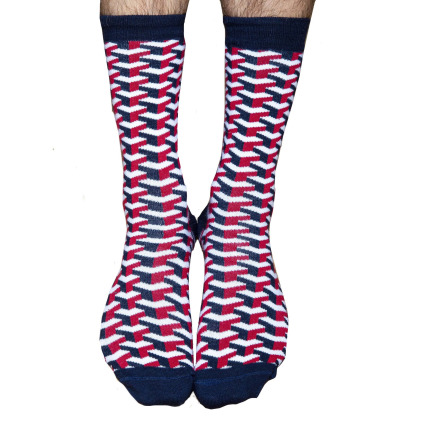 Chaussettes Basses Geométriques Bleu Marine Garçon Français