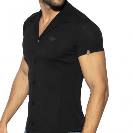 Slim Fit Microfiber Shirt - Black