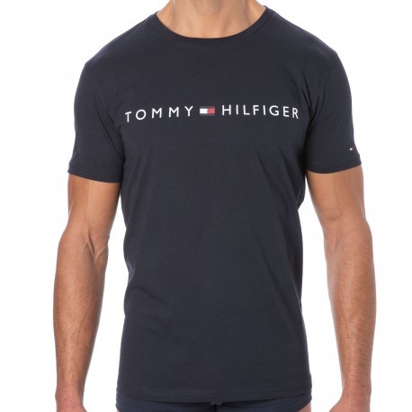 Tommy Hilfiger T-Shirt Drapeau Coton Bio Bleu Marine
