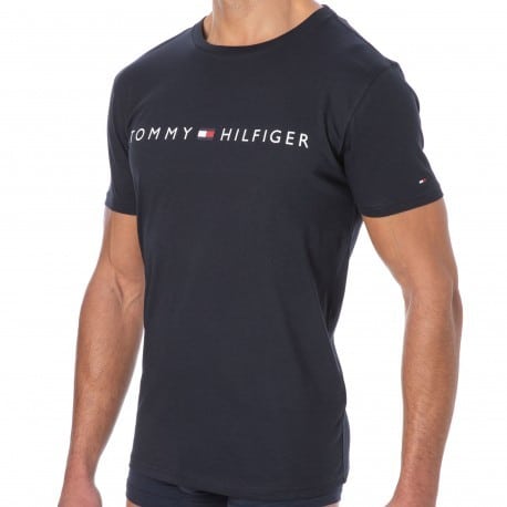 Tommy Hilfiger T-Shirt Drapeau Coton Bio Bleu Marine