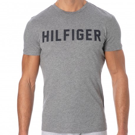 Tommy Hilfiger T-Shirt Logo Coton Bio Gris
