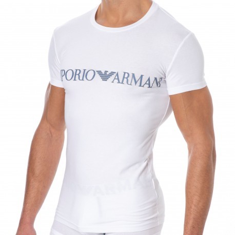 Emporio Armani T-Shirt Megalogo Coton Blanc
