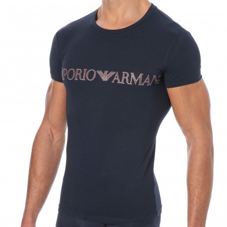 Emporio Armani Megalogo Cotton T-Shirt - Navy