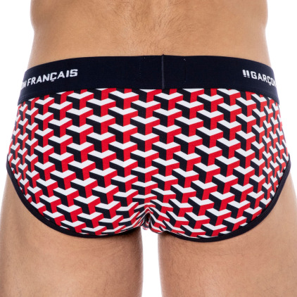 Slip Coton Géométrique Bleu Marine Garçon Français
