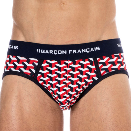 Slip Coton Géométrique Bleu Marine Garçon Français
