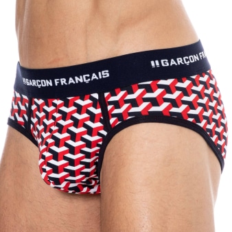 Slip Coton Géométrique Bleu Marine Garçon Français