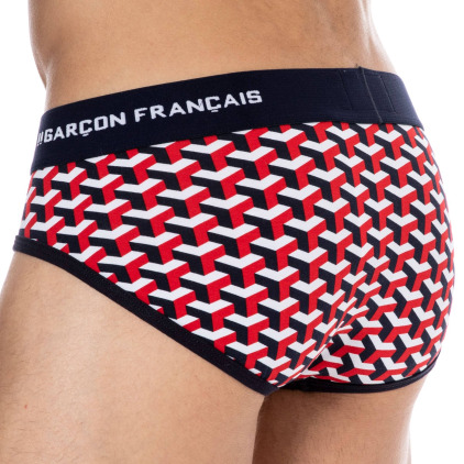 Slip Coton Géométrique Bleu Marine Garçon Français