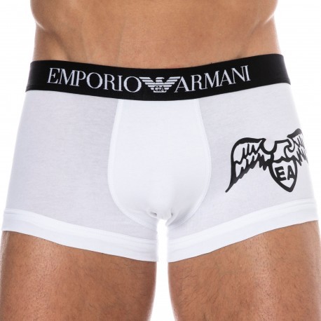 Emporio Armani Iconic Eagle Wings Cotton Boxer Briefs - White