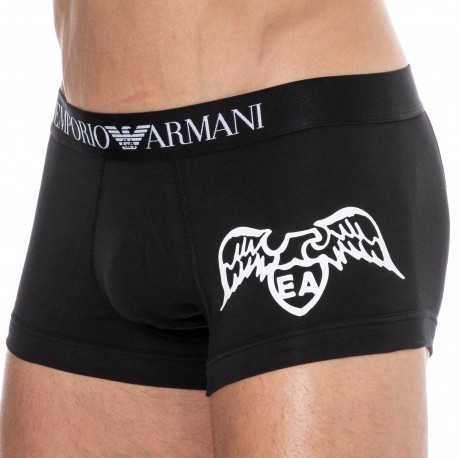 Emporio Armani Iconic Eagle Wings Cotton Boxer Briefs - Black