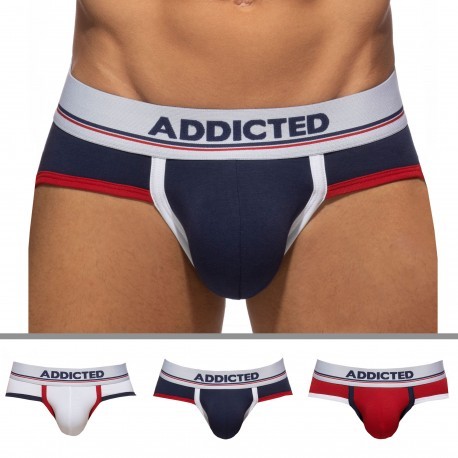 Addicted 3-Pack Tommy Cotton Briefs -White - Navy - Red