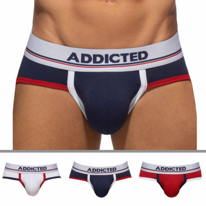 Lot de 3 Slips Tommy Coton Blanc - Bleu Marine - Rouge Addicted