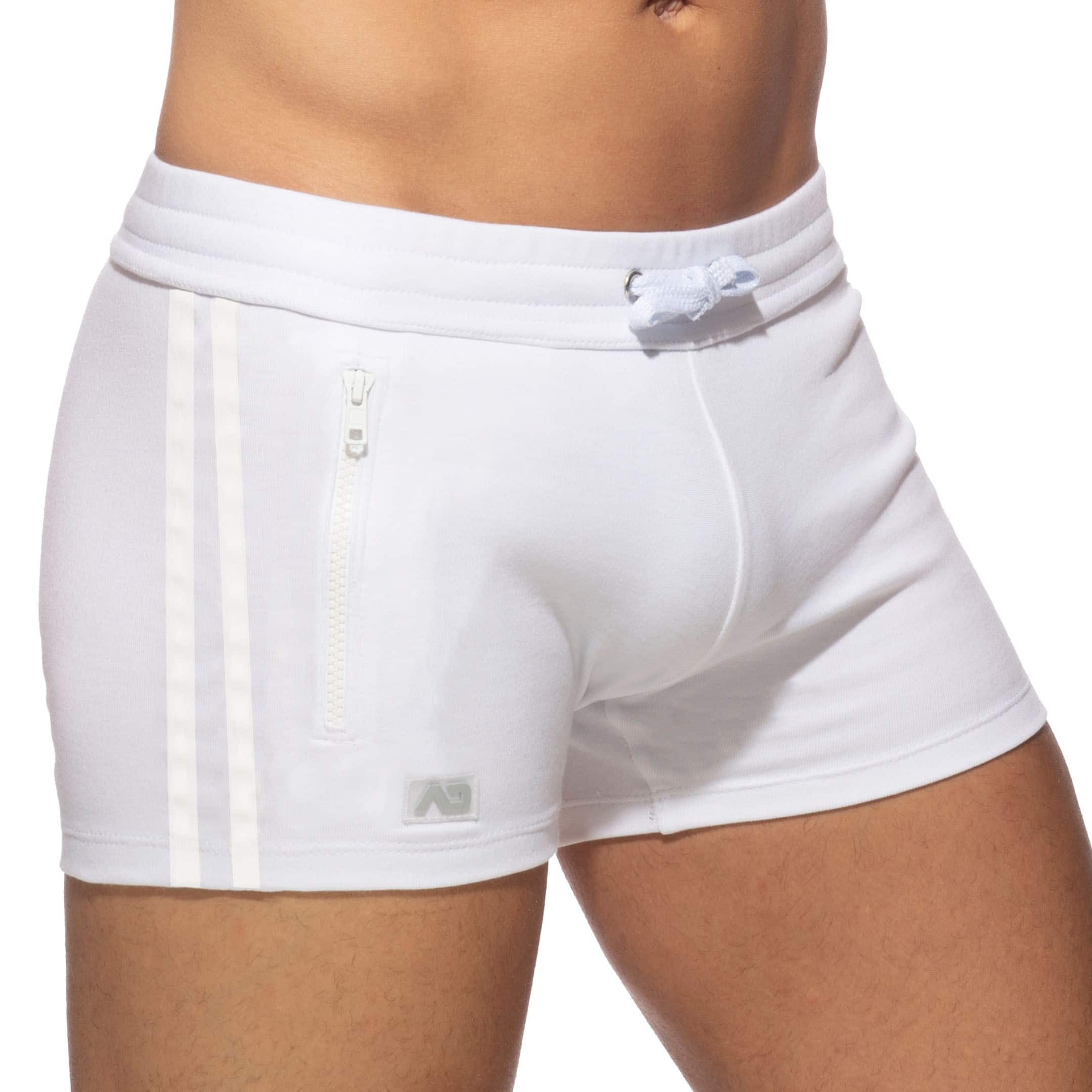 Addicted Zip Pocket Sport Shorts - White | INDERWEAR