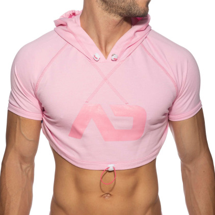 Addicted Sweat Crop à Capuche Rose
