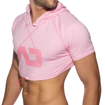 Sweat Crop à Capuche Rose Addicted