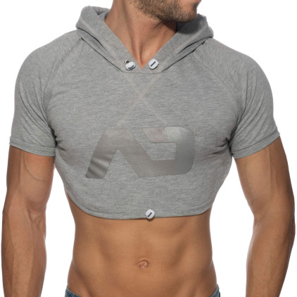 Addicted Sweat Crop à Capuche Gris Chiné