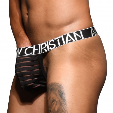 Andrew Christian String Almost Naked Mesh Stripe Noir