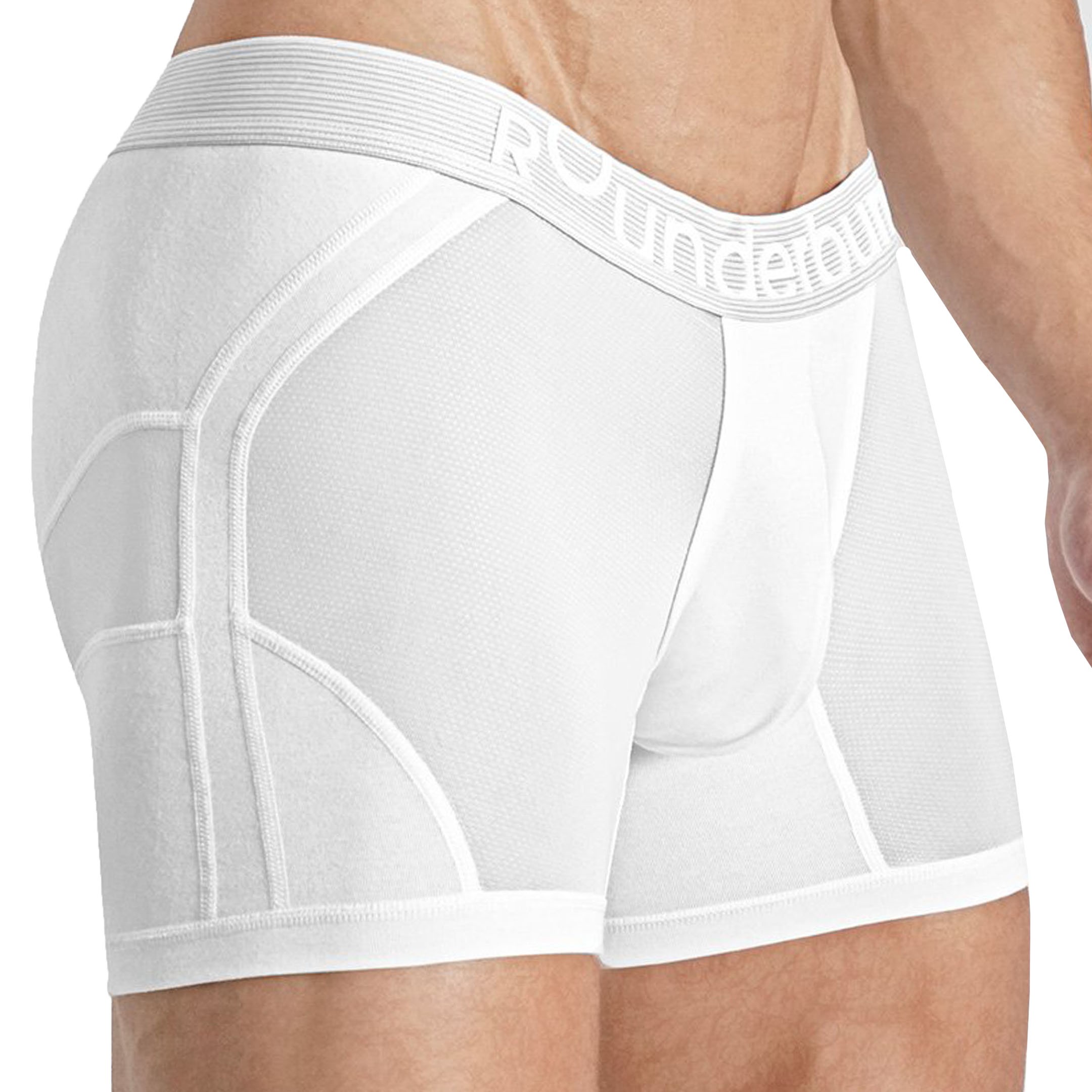 Rounderbum Anatomic Cotton Long Boxer Briefs - White