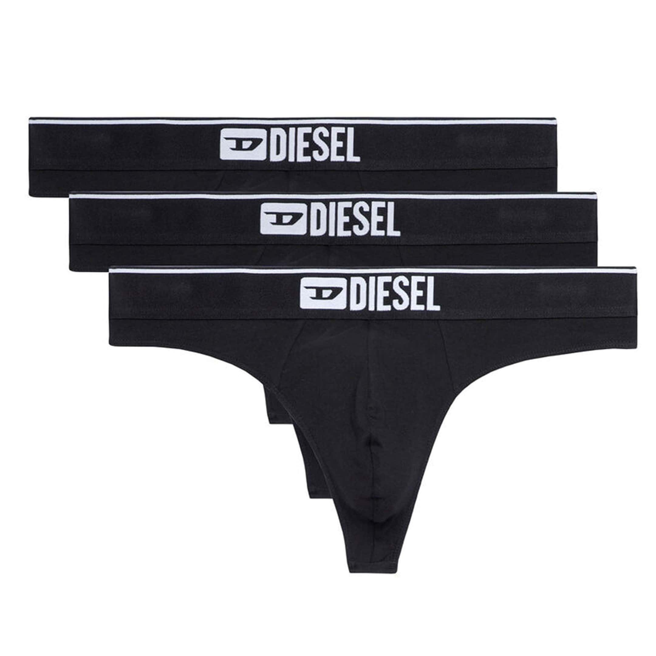 Diesel 3-Pack Denim Division Cotton Thongs - Black