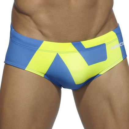 Addicted Slip de Bain AD Logo Bleu Roi - Jaune