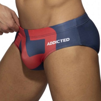 Slip de Bain AD Logo Bleu Marine - Rouge Addicted
